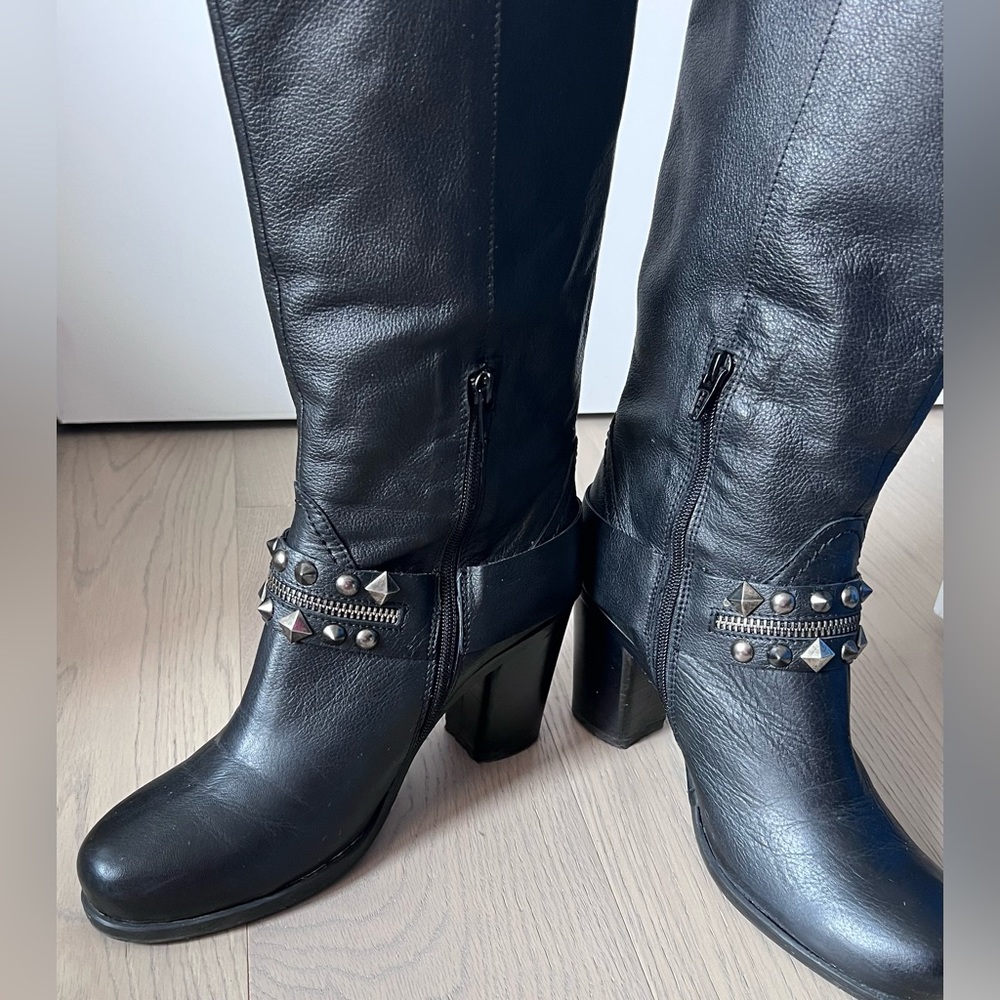 Black knee high boots, genuine leather made in Italy - Picture 5 of 10